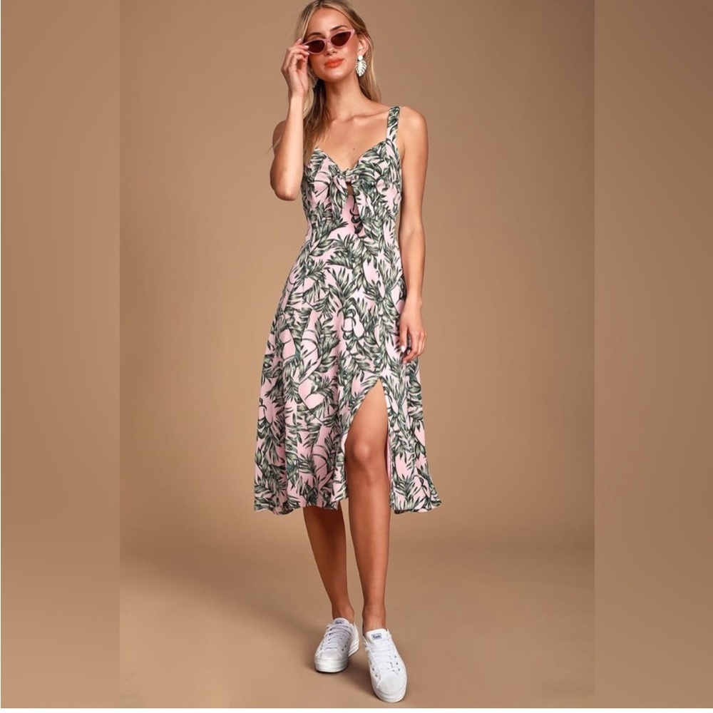 Lulus La Paz Tie Front Midi Dress‎ S